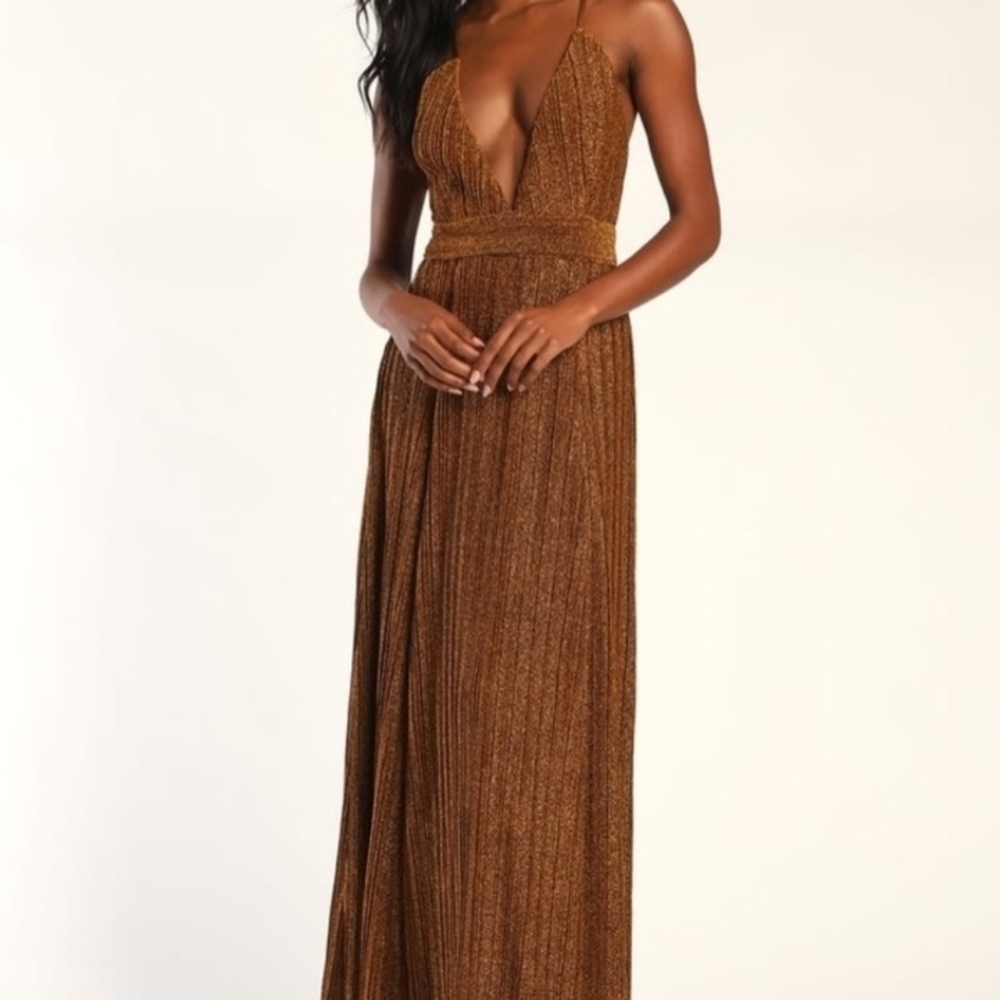 Lulu's Shimmering Brown Maxi Dress